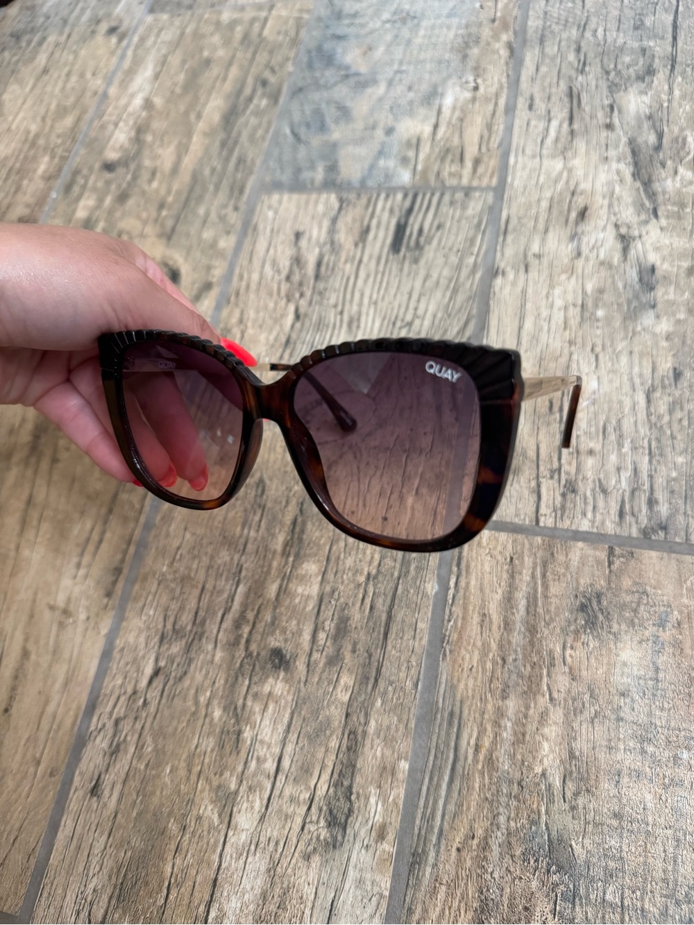 Quay Australia Tortoiseshell Cat-Eye Sunglasses with Brown Gradient Lenses